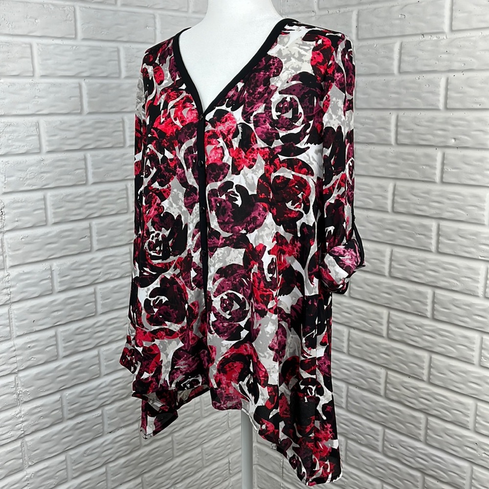 ALFANI Floral Colorful Funky Flowy Oversized Top size small